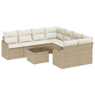 9-osaline aia diivanite komplekt padjadega beež polü rattan,2-kohaline aia diivan padjadega beež polü rattan