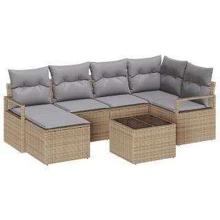 7-osaline aiapeatäkk patjadega must polü rattan,2 kohtade aiadiivan salvestuse ja patjadega beež polü rattan