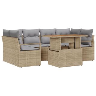7-osaline aiadiivanite komplekt padjaga Beež polü rattan,2-kohaline aiadiivan koos hoiuruumi ja padjaga Beež polü rattan