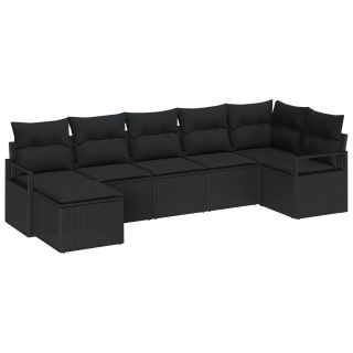 7-osaline aia diivani komplekt padjaga Must Polü rattan,2-kohaline aia diivan salvestusega ja padjadega Must Polü rattan