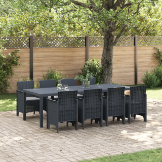 9 Tükki Aed Söögilaud Padi Anthracite Poly Rattan