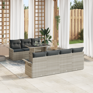 8-osaline aiadiivanikomplekt padjadega Helehall Polü Rattan