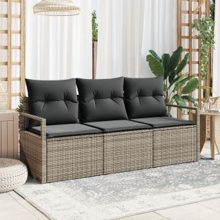 3-osaline aedsofa komplekt padjadega hall polürotang