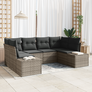 6-osaline aia diivanikomplekt padjadega hall polü rattan