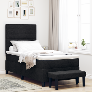 Box Spring voodi madratsi ja pingiga Must 100x200 cm Kangas