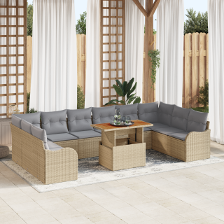 11-osaline aedsofa komplekt padjadega beež polü rattan akatsia