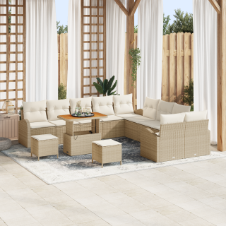 13-osaline Aed Sofa Komplekt Padjadega Beež Polürotang Acacia