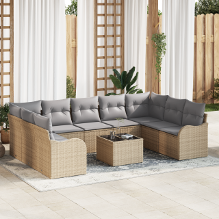 10-osaline aiadiivanikomplekt padjadega must polü rattan