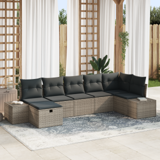 7-tükk Aiamööbli komplekt padjadega Hall Polü Rattan
