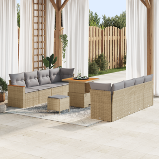 11-osaline Aiadivani komplekt padjadega Beež Polürotang Acacia