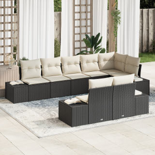 8-osaline Aia Sofa Komplekt Padjadega Must Polürotang