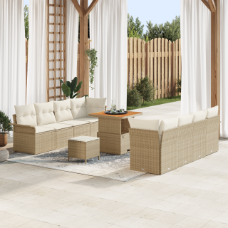 11-osaline aiadiivanite komplekt padjadega, beež, polü rotang, akatsia