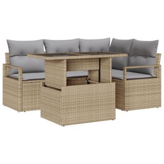 5-osaline ai sofa komplekt patjadega beež polürotang,2-kohaline ai sofa ladustamise ja patjadega beež polürotang