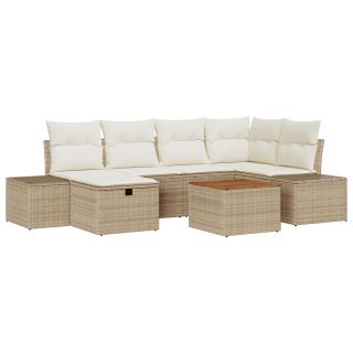7-osaline aia diivanite komplekt padjaga, beež, polü rattan