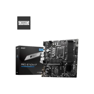Mainboard|MSI|Intel B760 Express|LGA1700|Micro-ATX|Memory DDR5|Memory slots 4|2xPCI-Express 1x|1xPCI-Express 16x|2xM.2|1x15pin D-sub|1xHDMI|1xDisplayPort|4xUSB 2.0|1xUSB 3.2|1xUSB-C|2xPS/2|1xRJ45|3xAudio port|PROB760M-P