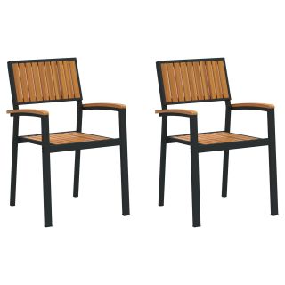 Väl silla 2 tk Virnastatav Must Kõva Puit Acacia&Metal