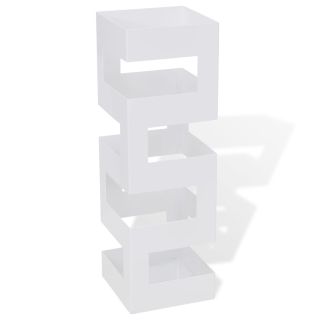 Valge nelinurkne vihmavarju/jalutuskepihoidja, teras 48,5 cm