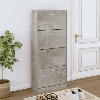 Тумба для обуви, бетонно-серая, 63 x 24 x 147 см, искусственное дерево