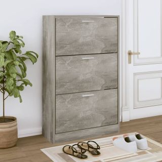 Тумба для обуви, бетонно-серая, 63 x 24 x 103 см, искусственное дерево
