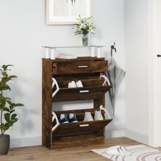 Тумба для обуви, копченый дуб, 63 x 24 x 104 см, искусственное дерево