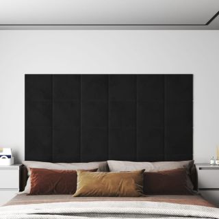seinapaneelid 12 tk, must, 30 x 30 cm, samet, 1,08 m²