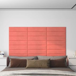 seinapaneelid 12 tk, roosa, 60 x 15 cm, samet, 1,08 m²