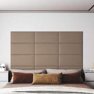 seinapaneelid 12 tk, cappuccino, 60 x 30 cm, kunstnahk, 2,16 m²