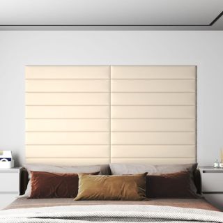seinapaneelid 12 tk, kreemjas, 90 x 15 cm, samet, 1,62 m²
