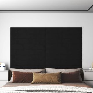 seinapaneelid 12 tk, must, 90 x 15 cm, samet, 1,62 m²