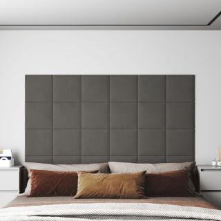 seinapaneelid 12 tk, tumehall, 30 x 30 cm, samet, 1,08 m²