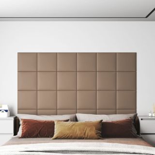 seinapaneelid 12 tk, cappuccino, 30 x 30 cm, kunstnahk, 1,08 m²