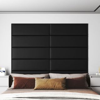 seinapaneelid 12 tk, must, 90 x 30 cm, kunstnahk, 3,24 m²
