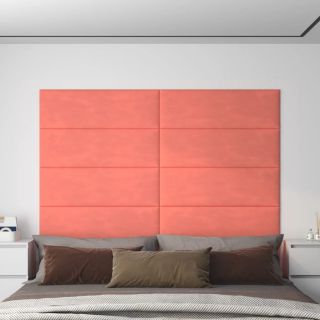 seinapaneelid 12 tk, roosa, 90 x 30 cm, samet, 3,24 m²