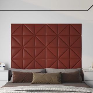seinapaneelid 12 tk, veinipunane, 30x30 cm, kunstnahk, 0,54 m²