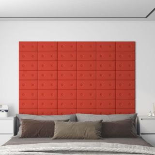 seinapaneelid 12 tk, punane, 30 x 15 cm, kunstnahk, 0,54 m²