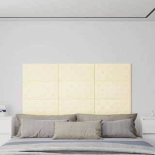 seinapaneelid 12 tk, kreemjas, 60 x 30 cm, kunstnahk, 2,16 m²