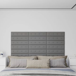 seinapaneelid 12 tk, hall, 60 x 15 cm, kunstnahk, 1,08 m²