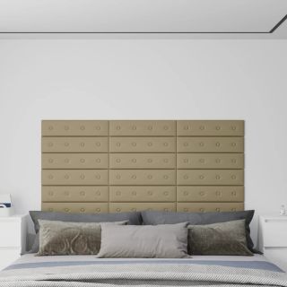 seinapaneelid 12 tk, cappuccino, 60 x 15 cm, kunstnahk, 1,08 m²