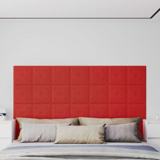 seinapaneelid 12 tk, veinipunane, 30x30 cm, kunstnahk, 1,08 m²