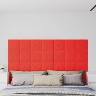 seinapaneelid 12 tk, punane, 30 x 30 cm, kunstnahk, 1,08 m²