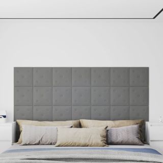 seinapaneelid 12 tk, hall, 30 x 30 cm, kunstnahk, 1,08 m²