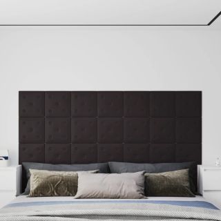 seinapaneelid 12 tk, must, 30 x 30 cm, kunstnahk, 1,08 m²
