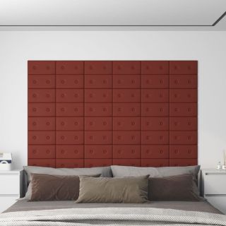 seinapaneelid 12 tk, veinipunane, 30x15 cm, kunstnahk, 0,54 m²