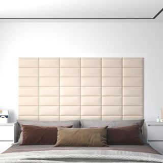 seinapaneelid 12 tk, kreemjas, 30 x 15 cm, samet, 0,54 m²