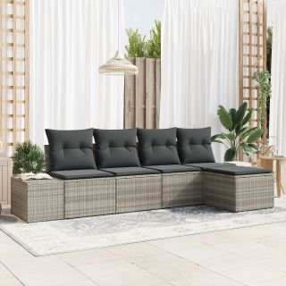 5-osaline Aia Sohva Komplekt Padjadega Helehall Polü Rattan