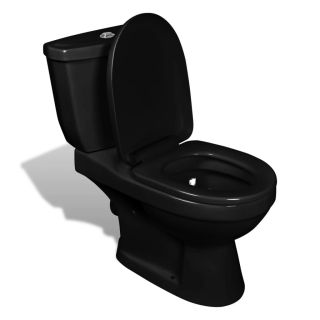tualettpott loputuskastiga, must