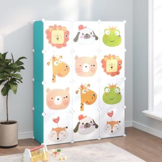 hoiukuubikutega kapp lastele, 12 kuubikut, roheline, PP