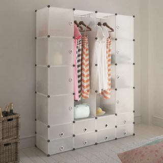 modulaarne kapp 18 sektsiooni, valge 37 x 146 x 180,5 cm