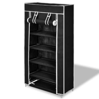 Тумба для обуви тканевая 58 x 28 x 106 см черная