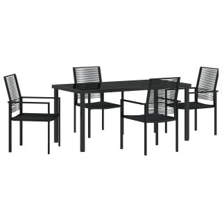 5-osaline aiaklaasi komplekt must PVC Rattan